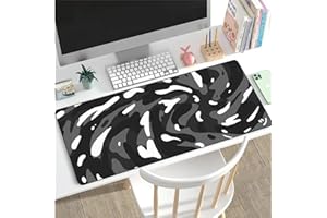 LUXIOO Tapis de Souris Gaming XXL 1000x500x2mm Grand Tapis de Souris Surface Spéciale Améliore la Précision et la Vitesse Base en Caoutchouc Antidérapant pour Gamer PC (Noir Gris Blanc)