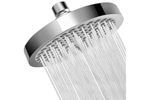 JINYOMFLY Soffione Doccia Anticalcare, Soffione Doccia Fisso a Pioggia, Rotondo Testa Doccia Regolabile 360°, Pulizia Automatica, Cromo