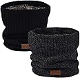 NovForth Winter Neck Warmer Fleece Lined Infinity Scarf Double-Layer Fleece Thicken Windproof and Dust Skiing Circle Lining Knit Infin for Mens Womens