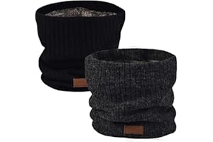 NovForth Winter Neck Warmer Fleece Lined Infinity Scarf Double-Layer Fleece Thicken Windproof and Dust Skiing Circle Lining Knit Infin for Mens Womens