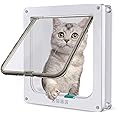 TODARRUN Large Cat Door 23.5 * 25 * 5.5cm,4 Way Locking Cat Flap Door,Silent Dog Door Pet Flap Easy to Install,Suitable for Cats,Small Dogs - (L)