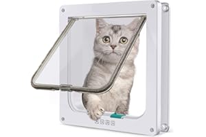 TODARRUN Large Cat Door 23.5 * 25 * 5.5cm,4 Way Locking Cat Flap Door,Silent Dog Door Pet Flap Easy to Install,Suitable for Cats,Small Dogs - (L)