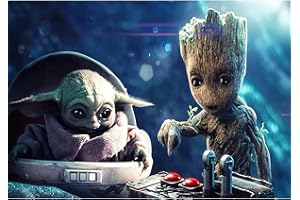 Miotlsy Yoda 5D Diamond Painting Kit Trapano Pittura Diamante Fai da Te Regalo per Adulti Bambini Soggiorno Camera da Letto Ufficio Parete e Decorazione d'Ingresso(30 x 40 Cm)