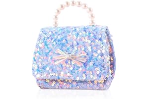 Balakaka Sac a Main pour Fille Petit Sacs à Bandoulière Paillettes Sac Nœuds pour Petit Fille Enfant Petit sac à main à bandoulière pour petites filles Sac Princesse Tendance avec Sangle Réglable