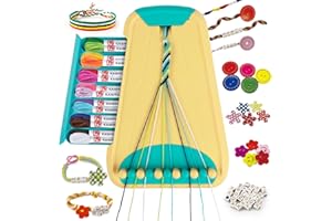MARTIOUNT Friendship Bracelet Making Kit - Arts & Crafts for Kids 8-12, Jewelry Making Set with 28 Pre-Cut Threads, Birthday Gifts for Girls Ages 6-12, Travel Activity Set (Cyan)