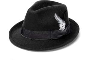 Geebuzz Fedora Hats for Men Women Classic Short Brim Felt Manhatta Fedora Hat with Feathers Band