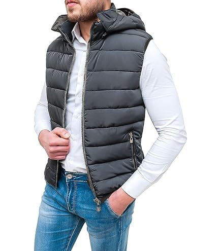 Giubbino Smanicato Uomo Trapuntato - Gilet Con Cappuccio Tipo Piumino - Foto 10