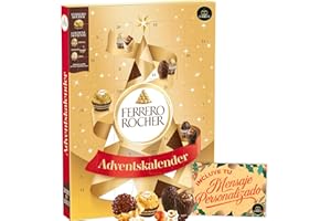 Calendario de Adviento FERRERO ROCHER 2025 Golden Moments Gran Familia + Tarjeta Personalizable Cia&Co · 24 Bombones Gourmet · Ferrero Rocher, Golden Moments Blanco, Original y Dark · 258 g