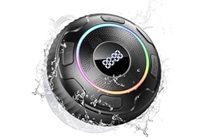 Hupoaf Shower Speaker Bluetooth,Waterproof Speaker IPX7,360 Surround Sound Portable Bluetooth Speaker with Dynamic Lights for Bathroom, Outdoor, Kayak, Travel, Beach