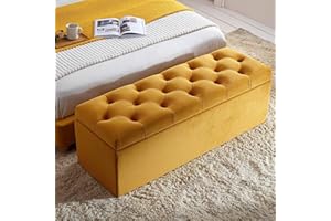 AZ Interiors Royal Furniture 120cm Wide Ottoman Storage Box, Milan Ottoman Bench with Storage, Large Velvet Upholstered Blanket Box, End of Bed Bench, Shoe Storage Bench (Mustard Gold Velvet)