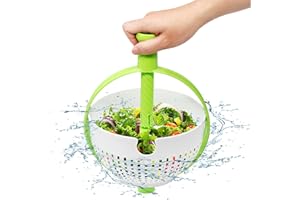 OZNTPCN Small Salad Spinner, Quick and Easy Rotating Drain Basket, Vegetable Dryer, Fruit Washer, Kitchen Vegetable Washing Filter with Collapsible Handle - Centrifugal Dehydration