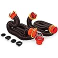 Camco RhinoFLEX 20-Ft Camper/RV Sewer Hose Kit - Features Clear Elbow Fitting w/Removable 4-in-1 Adapter - Connects to 3” Slip or 3”/3.5”/4” NPT Threaded Sewer Connection (39742)