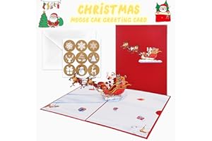 FOXMIND Weihnachtskarten Mit Umschlag Set,Pop Up Karte Weihnachten, 3d Weihnachtskarten Für Kinder,Frauen Und Männer,Umschlag Enthalten,Weihnachtliche Geburtstagskarte Für Mädchen, Jungen (Weihnachtsmann)