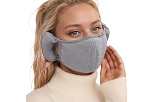 woleeup Warm Windproof Mask with Fluffy Earmuffs - Ear Muffs Women Men Warm Ear Cover for Winter, Ear Muffs Facemask 2-in-1, Ear Muff for Outdoor Running Cycling
