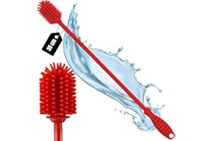 kprice® Cepillo Gigante de Silicona para Botellas XXL, Lavador de Botellas, Hisopo para Botellas, L38 cm, Cepillo de Limpieza, Cepillo Limpiar Platos, Jarra, Botellas, Termo (Rojo)
