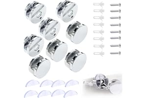 Support Mural Miroir De Fixation, Pince de Verre Miroir Rond Support Miroir, Accroche Miroir, Fixation Miroir Supports, pour 3-5mm Miroir avec Entretoise Verre, 8 Pièces…