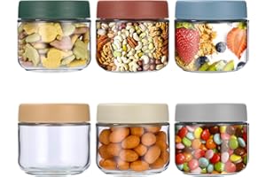 Cotepi 4Pz 500 ML Barattoli in vetro,Barattoli di Avena con Coperchio di Vetro, Contenitore di Vetro per Avena Riutilizzabili, per yogurt, budino, insalata, miele