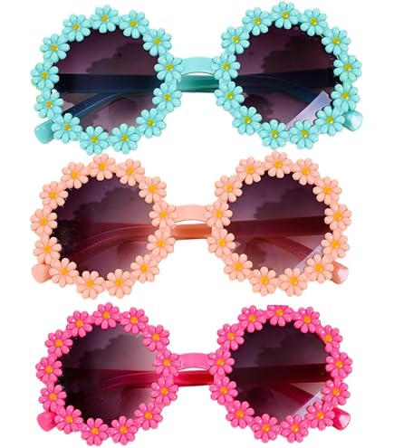 Lunettes De Soleil Vintage à Fleurs De Marguerite - Monture Ronde En Plastique PC - Pour Femmes Et Ados - Lot De 2 - 8