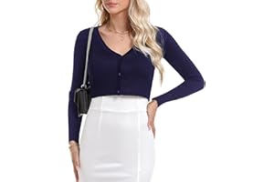 Irevial Cardigan Mujer Corto, Chaqueta Punto Frontal Abierto, Jersey de Punto Elástico, Chaqueta de Punto Mujer Ligero con Cuello de Pico para Primavera Otoño, Básico y Elegante