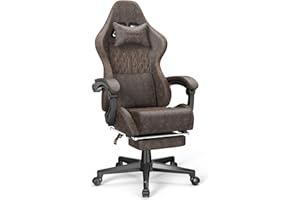 Ferghana Chaise Gaming Ergonomique,Fauteuil Gamer,Siège de Bureau Gamer Chaise Bureau avec Réglable Appui-tête,Support Lombaire,Repose-Pieds,Télescopiquetissu Respirant,Siege Gaming Racing,Brun