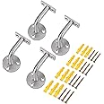 Proster 4PCS Handrail Brackets for Stairs Stainless Steel Handrail Holder White Banister Rail Brackets Wall-Mounted Balustrade Stair Rail Kit Included Fixing Screws
