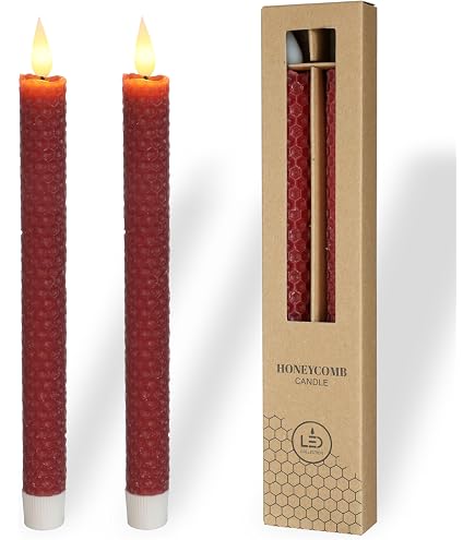 Real Wax LED Striped Candle Set – 25cm Flameless Timer Candles With 3D Flickering Flame (Battery Operated, 2/4/6/10 Pcs)