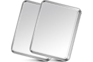 Baking Tray Set of 2, Homikit Stainless Steel Sheet Pans for Cookie Flapjack Pizza, 31.4x24.6x2.5cm Great for Baking Roasting Serving, Healthy & Sturdy, Easy Clean & Dishwasher Safe