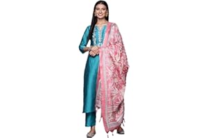 PARVDI Kurta-Set für Frauen mit Dupatta indischen Stil Kurti Palazzo Hosen Hosen Set für Frauen Party Wear