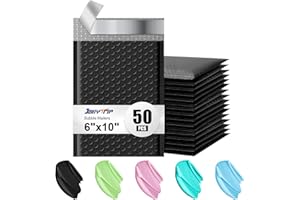 JOLLYTRIP 6x10 Poly Bubble Mailers,50 Pack Padded Envelopes for Shipping,Usable Size 6x9 Opaque Mailing Envelopes Bubble Padded for Mailing,Packaging, Small Business (Black)