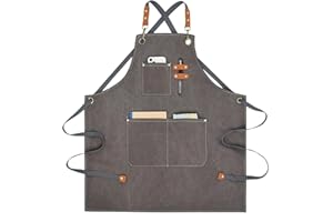 Nanxson Delantales de Lienzo para Trabajo de Hombres con Bolsillos, Delantal de Herramientas para Jardinería, Delantal de Chef de Restaurante