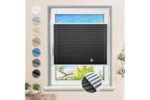 ‎SANFREE Plissee ohne Bohren Verdunkelung Klemmfix Schwarz 70x100cm Thermo Plissees 100% Verdunklung Rollos für Fenster & Tür Verdunklungsplissee ohne Bohren Sichtschutz und Sonnenschutz