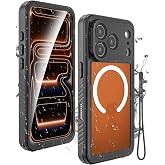 m.tk moveteck iPhone 17 Pro Max ile Uyumlu Su Ge&ccedil;irmez 360&deg; Tam Darbe Korumalı MagSafe Şarj Destekli El Askılı Kılıf, Siyah
