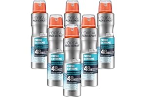 ‎L'ORÉAL MEN EXPERT L'Oréal Men Expert Deo für Männer, Effektives Deospray mit integriertem Cooling-Effekt für bis zu 48 Stunden Frische, Fresh Extreme, 6 x 150 ml
