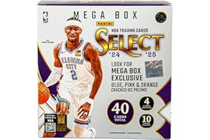 Panini Select NBA 2024-25 Mega Box – Cartes à Collectionner Officielles – Prix exclusifs Bleus et Rouges, Cartes et Inserts Rookie – Boîte scellée