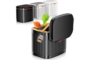 MIHOHO Stainless Steel Compost Bin for Kitchen, Hanging Bin with Lid, 4L Kitchen Compost Bin for Countertop, Compost Bin Under Sink or Wall Mount for Kitchen (Black A)