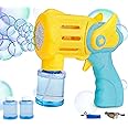 Zest 4 Toyz Bubble Gun for Kids 15 Hole Electric Bubble Machine with Bright Light 2 Bubble Bottles and Rechargeable Battery Leak Proof Indoor Outdoor Fun Toy – Multicolor
