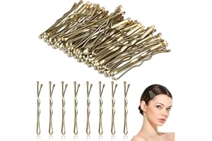 HJZHII 50 sztuk spinek do włosów 3,5 cm, małe, do włosów, małe spinki do włosów, mini Bobby, falowane, metalowe spinki do włosów dla kobiet, dziewcząt, dzieci (złote)