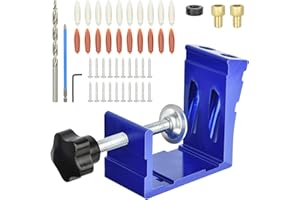 TIMIYOU Pocket Hole Screw Jig Kit, 45PCS 15 Degree Pocket Hole Jig, Woodworking Punch Locator Tool for Wood Planks, Wooden Furniture