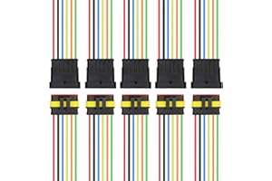 Xiatiaosann 5PCS Auto Étanche Connecteur De Fil Électrique 6 Broches 1.5mm Terminal Connecteur Automobile Remplacement Connecteurs Avec 10cm 18AWG Fil pour Moto, Voiture, Bateau
