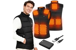 Deepoter Chaleco Calefactable Hombre con Batería 7.4V 10000mAh, Chaleco Térmico Eléctrico 8 Zonas Calefactables, 3 Ajustes de Temperatura, Chaqueta Calefactable: Ideal para Deportes al Aire Libre