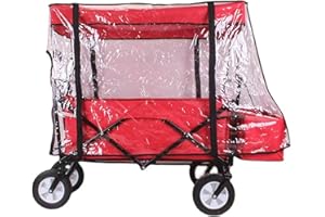 JSRH Push Pull Folding Wagon Rain Cover, Canopy Trolley Cart Accessories, Collapsible Push Pull Wagons Clear Rain Cover Canopy for Kids Outdoor Garden Camping Shopping, Clear