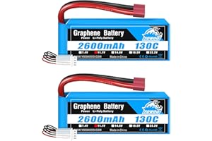 YOWOO POWER Yowoo 2 Pack Batteria Grafene Lipo 3s 11.1V 130C 2600mAh Lipo con Deans Plug per Easy-Pro Glider PZ P-47 Addiction X 3D Plane Large Park Volantini E flite RC Aereo Elicottero Auto Camion Barca Drone