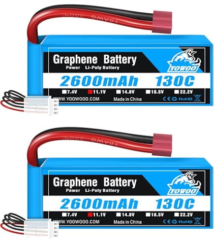 2 Batteries Lipo 3S 2200mAh 11.1V - Pour Voiture RC, Drone, Hélicoptère