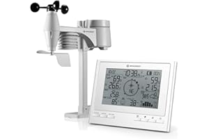 Stazione meteo radio ClimateScout della Bresser con sensore esterno professionale, centralina meteo 7-in-1; bianco