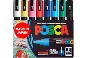 ‎JHEPPBAY Posca Acrylic Paint Marker Set, 8 Color Medium, PC-5M, Version 2 (PC5M8SET)
