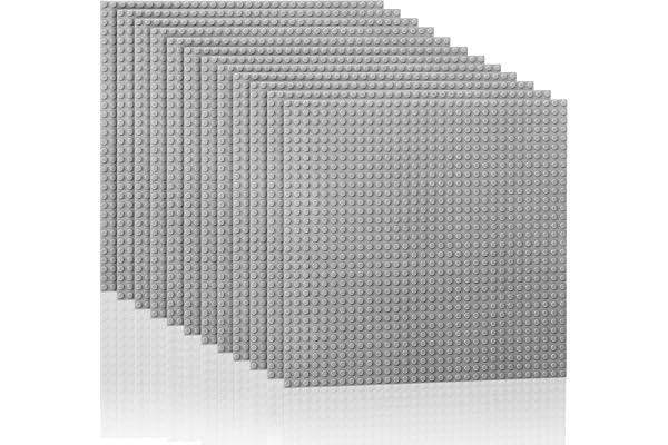 Etarnfly Lot de 12 plaques de Construction, compatibles avec la Plupart des Marques, 25 × 25 cm, Jouet de Construction pour Enfants, Plaque de Base Grise