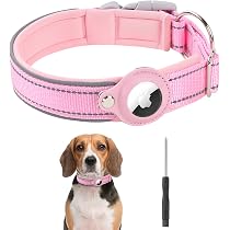 AirTag Nylon-Hundehalsband – Weich, Bedruckt & Mit AirTag-Halterung. Verstellbar Für Kleine Bis Große Hunde. Größe S (25,4–40,6 Cm).