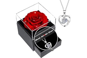 Yamonic Eternal Rose Gifts for Mothers Day,Mum Gifts from Daughter/Son,Birthday Gifts for Mum, Real Rose with Necklace,Best Mum Ever Gifts for Mothers day,Mothers Birthday Gifts, Mothers Gifts