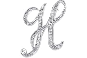 BLING JEWELRY Grande Dichiarazione Abc Pave Cristallo Corsivo Script Monogram Lettere Alfabeto Iniziale Sciarpa Spilla Per Le Donne Adolescenti Rosa, Oro Giallo Placcato Argento