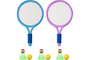 Fyihoxi Tennis- und Badminton-Set für Kinder – 8 Bälle, 2 Schläger, Schaumstoffbälle, Strandball-Set für Indoor/Outdoor Sportspiel